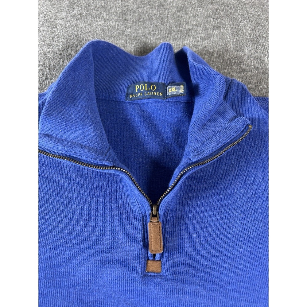Polo Ralph Lauren Blue Cotton 1/4 Zip Pullover Sweater Men Long Sleeve - Picture 4 of 7